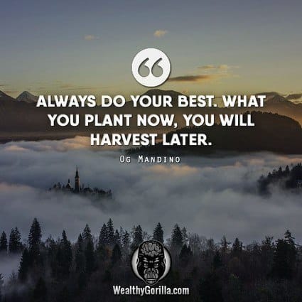 “Always do your best, what you plant now, you will harvest later.” – Og Mandino quote