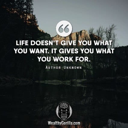 “Life doesn’t give you what you want. It gives you what you work for.” – quote