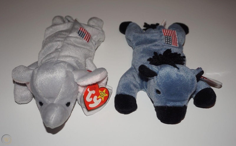 Dyreste Beanie Babies - Lefty Eselet Og Righty Elefanten